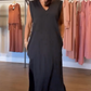 ✨【S-XL】👗Жените V-образно деколте без ръкави Split Maxi рокля