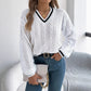 【S-XL】✨💖Дамски пуловер с дълъг ръкав и V-образно деколте